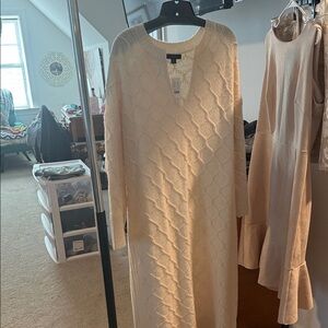 J. Crew Cream Long Sleeve Knit Dress